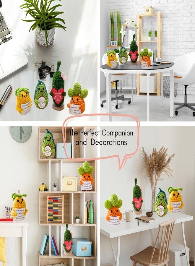 Jpaklpe 4PCS Crochet Animals Funny Gifts, Handmade Emotional Support Knitted Potato with Positive Card for Women, Coworker, Mom, Dad. Cool Pickle Decor for Office, Desk, Bedroom - Image 5